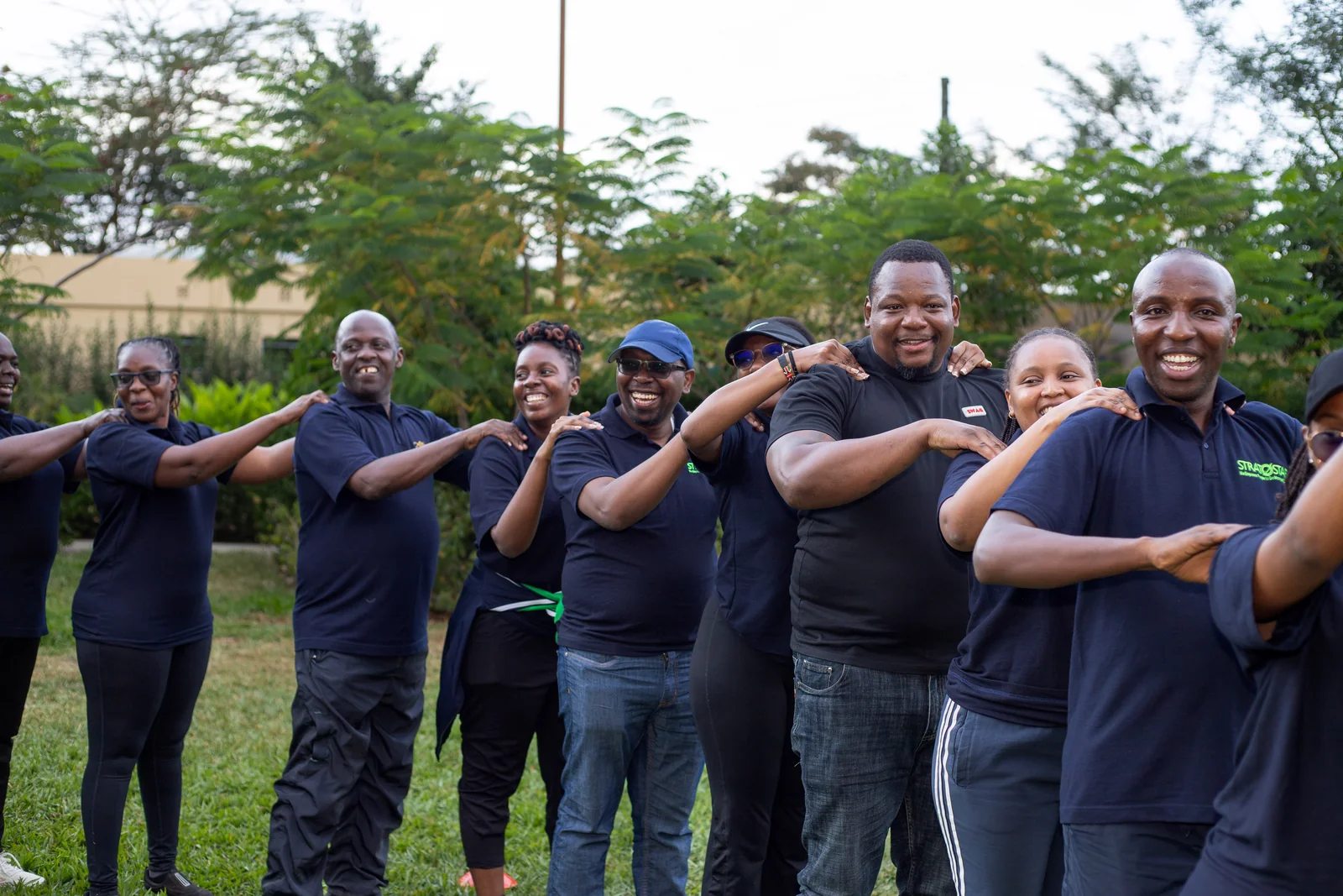 Participants taking part in a coordinated group activity